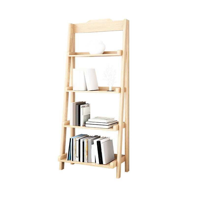 Modern Style Bookcase Rubber Wood Open Back Ladder Bookshelf for Home Office 23.6"L x 14.2"W x 55.1"H Natural Clearhalo 'Bookcases' 'furn' 'furn_bookcases' 'Furniture' 'Office Furniture' 5440765