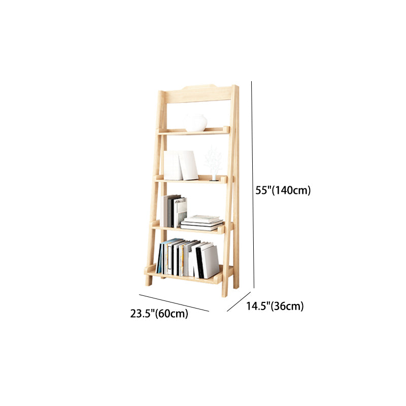 Modern Style Bookcase Rubber Wood Open Back Ladder Bookshelf for Home Office Clearhalo 'Bookcases' 'furn' 'furn_bookcases' 'Furniture' 'Office Furniture' 5440774