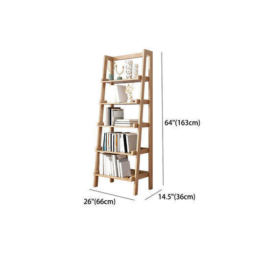 Modern Style Bookcase Rubber Wood Open Back Ladder Bookshelf for Home Office Clearhalo 'Bookcases' 'furn' 'furn_bookcases' 'Furniture' 'Office Furniture' 5440775