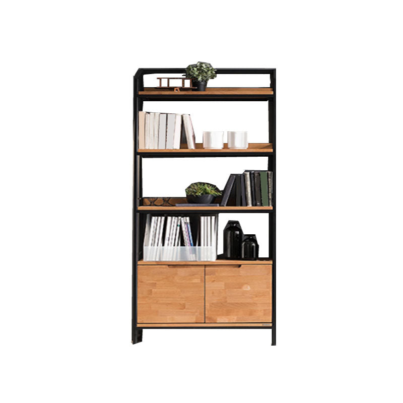 Modern Style Bookcase Black Metal Frame Open Back Bookshelf for Home Office