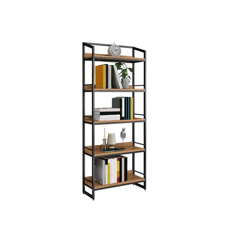 Modern Style Bookcase Black Metal Frame Open Back Bookshelf for Home Office