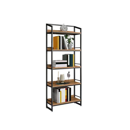 Modern Style Bookcase Black Metal Frame Open Back Bookshelf for Home Office