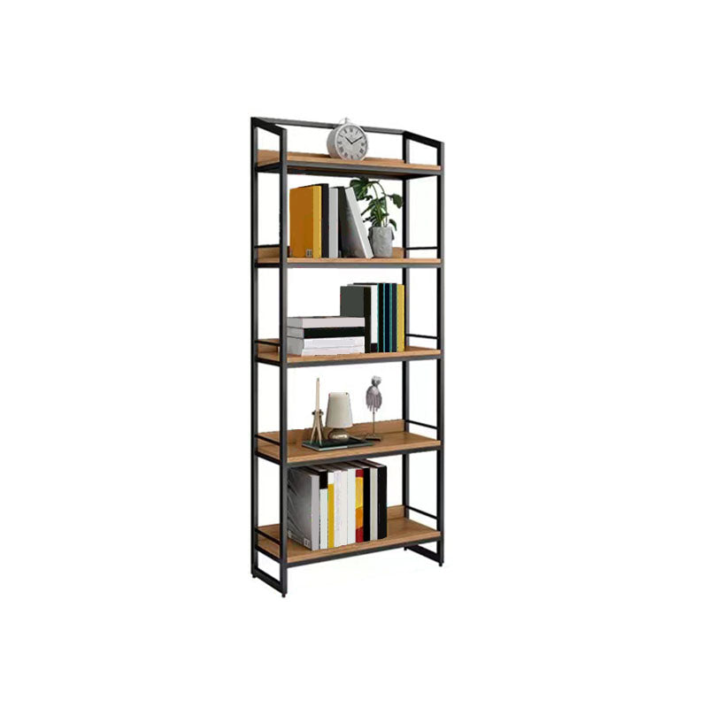 Modern Style Bookcase Black Metal Frame Open Back Bookshelf for Home Office