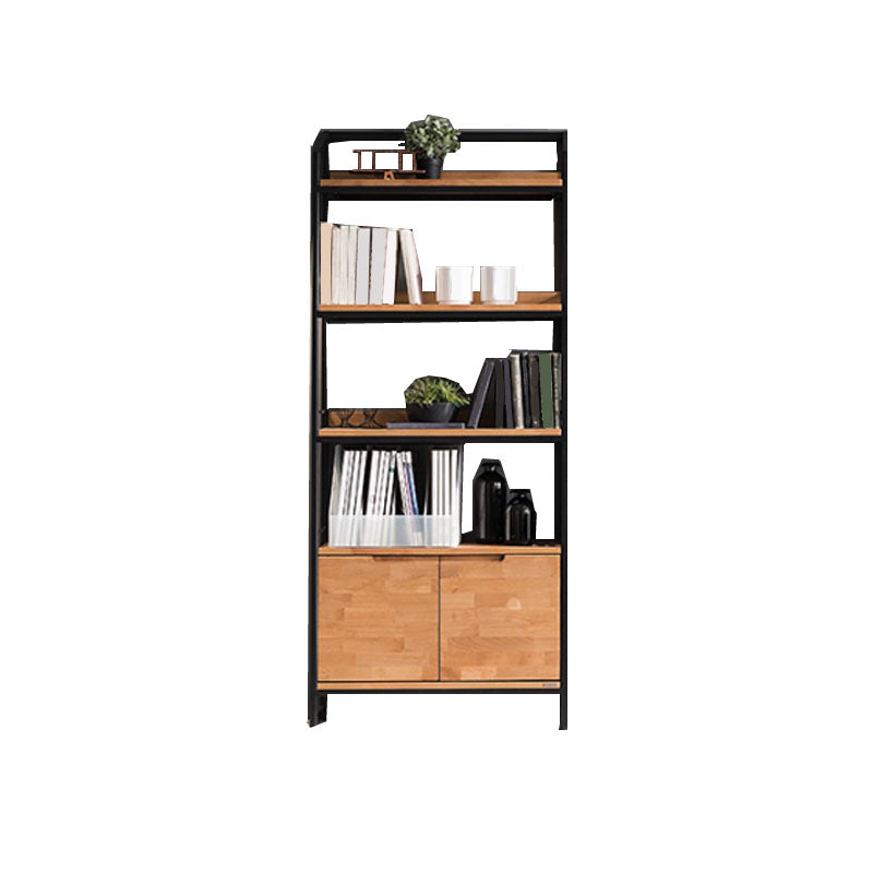 Modern Style Bookcase Black Metal Frame Open Back Bookshelf for Home Office