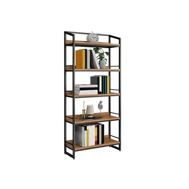 Modern Style Bookcase Black Metal Frame Open Back Bookshelf for Home Office