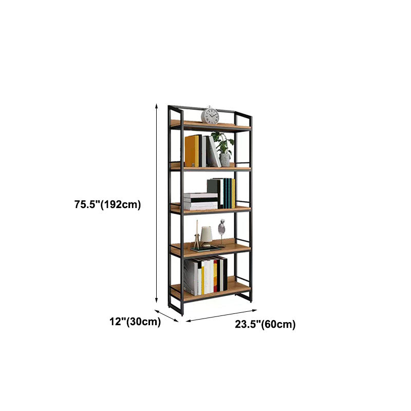 Modern Style Bookcase Black Metal Frame Open Back Bookshelf for Home Office
