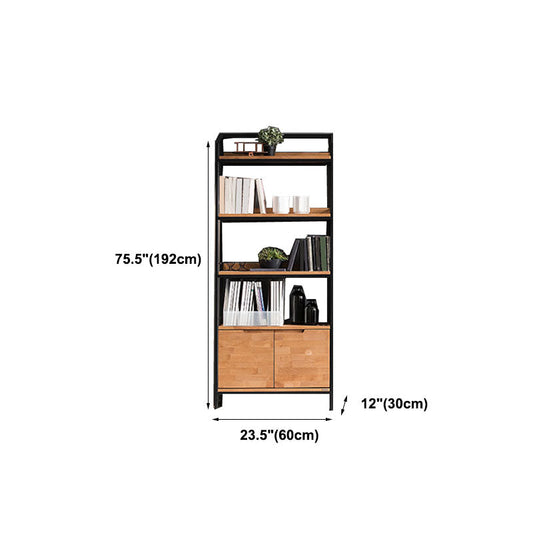 Modern Style Bookcase Black Metal Frame Open Back Bookshelf for Home Office