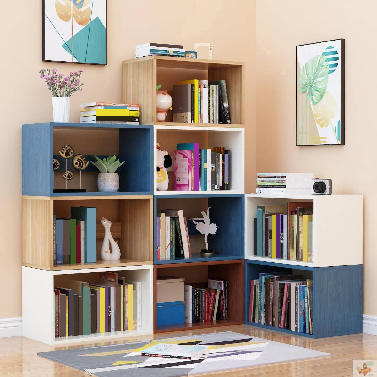 11"H Modern Style Bookcase Wood Open Back Bookshelf for Home Office Clearhalo 'Bookcases' 'furn' 'furn_bookcases' 'Furniture' 'Office Furniture' 5440811