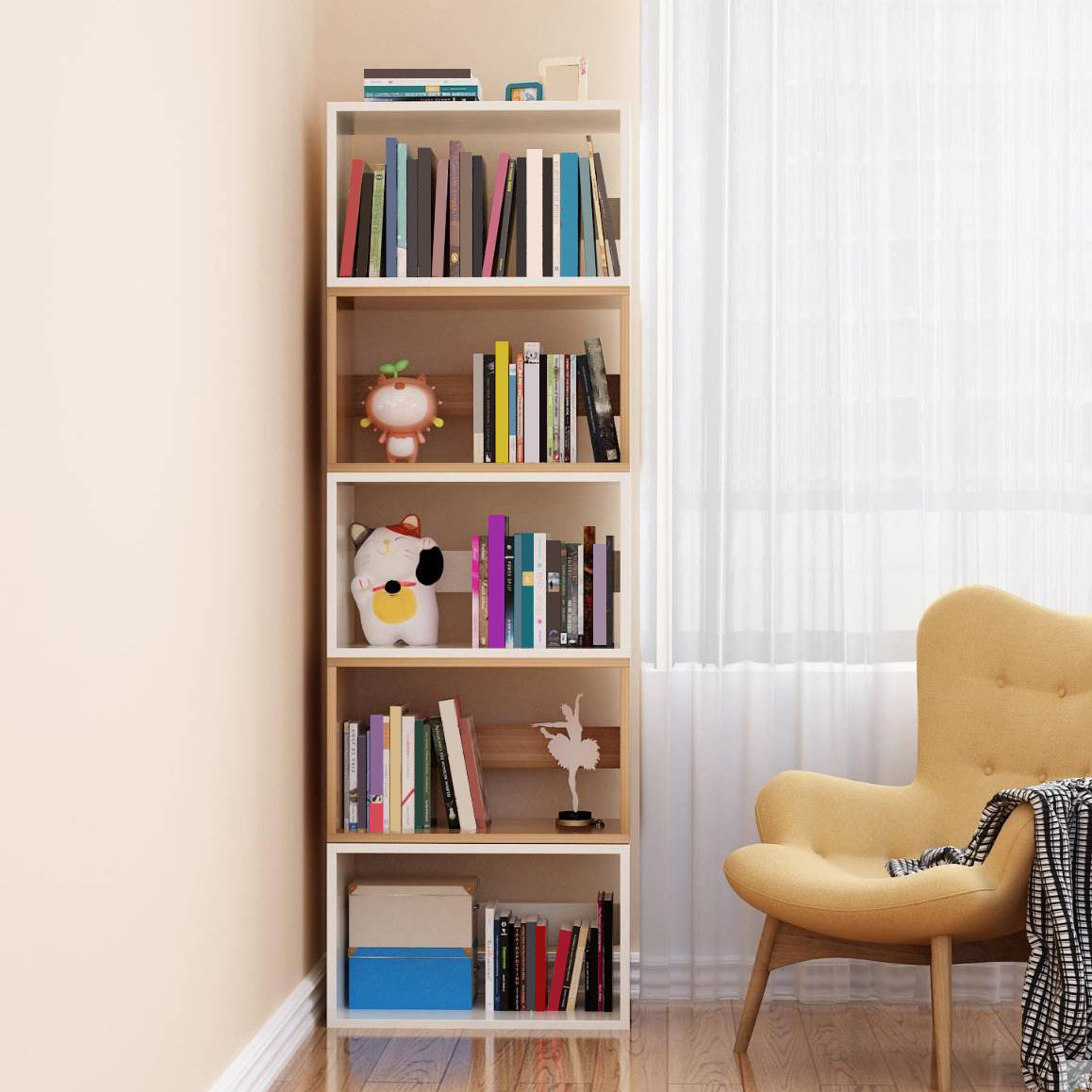 11"H Modern Style Bookcase Wood Open Back Bookshelf for Home Office Clearhalo 'Bookcases' 'furn' 'furn_bookcases' 'Furniture' 'Office Furniture' 5440815