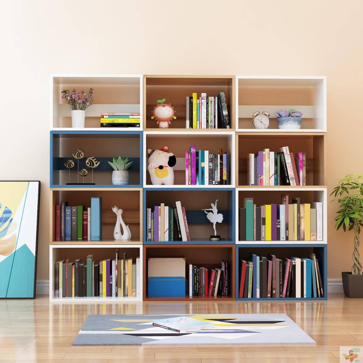 11"H Modern Style Bookcase Wood Open Back Bookshelf for Home Office Clearhalo 'Bookcases' 'furn' 'furn_bookcases' 'Furniture' 'Office Furniture' 5440818