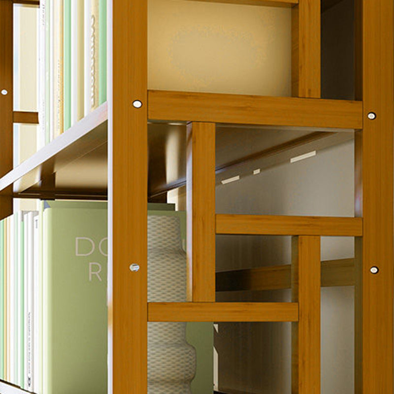 Modern Style Bamboo Bookcase Geometric Bookshelf for Any Room