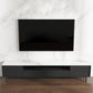 Home TV Storage Modern Rectangle TV Cabinet with Splayed Metal Legs 87"L x 16"W x 19"H White-Black Clearhalo 'furn' 'furn_tv_stands_entertainment_centers' 'Furniture' 'Living Room Furniture' 'TV Stands & Entertainment Centers' 'TV Stands & Media Storage Furniture' 'tv_stands_entertainment_centers' 5441253