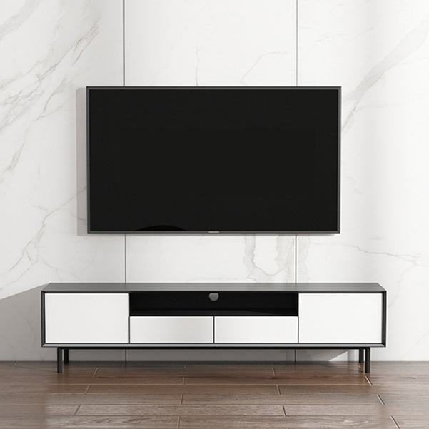 Home TV Storage Modern Rectangle TV Cabinet with Splayed Metal Legs 71"L x 16"W x 19"H Black White Clearhalo 'furn' 'furn_tv_stands_entertainment_centers' 'Furniture' 'Living Room Furniture' 'TV Stands & Entertainment Centers' 'TV Stands & Media Storage Furniture' 'tv_stands_entertainment_centers' 5441254