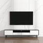 Home TV Storage Modern Rectangle TV Cabinet with Splayed Metal Legs 79"L x 16"W x 19"H Black White Clearhalo 'furn' 'furn_tv_stands_entertainment_centers' 'Furniture' 'Living Room Furniture' 'TV Stands & Entertainment Centers' 'TV Stands & Media Storage Furniture' 'tv_stands_entertainment_centers' 5441255