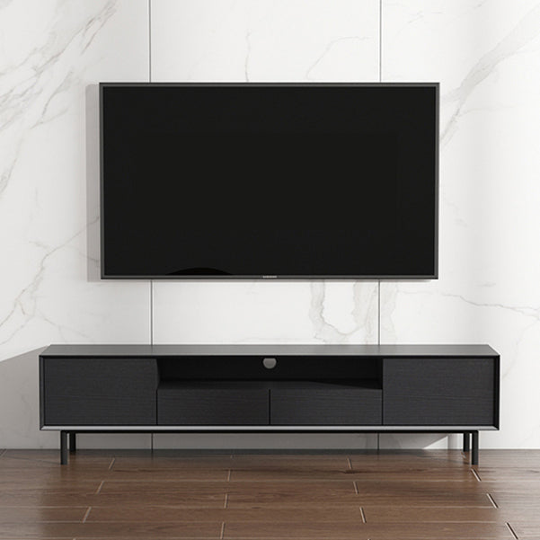 Home TV Storage Modern Rectangle TV Cabinet with Splayed Metal Legs 71"L x 16"W x 19"H Black Clearhalo 'furn' 'furn_tv_stands_entertainment_centers' 'Furniture' 'Living Room Furniture' 'TV Stands & Entertainment Centers' 'TV Stands & Media Storage Furniture' 'tv_stands_entertainment_centers' 5441256
