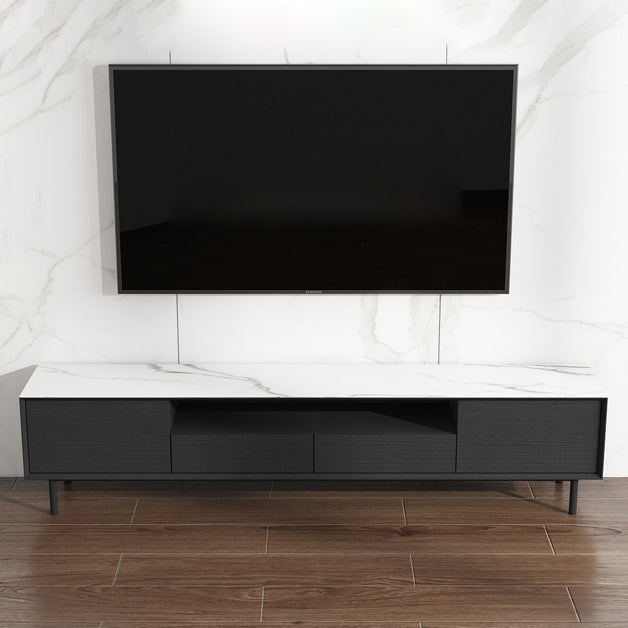 Home TV Storage Modern Rectangle TV Cabinet with Splayed Metal Legs 71"L x 16"W x 19"H White-Black Clearhalo 'furn' 'furn_tv_stands_entertainment_centers' 'Furniture' 'Living Room Furniture' 'TV Stands & Entertainment Centers' 'TV Stands & Media Storage Furniture' 'tv_stands_entertainment_centers' 5441257