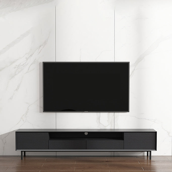Home TV Storage Modern Rectangle TV Cabinet with Splayed Metal Legs 87"L x 16"W x 19"H Black Clearhalo 'furn' 'furn_tv_stands_entertainment_centers' 'Furniture' 'Living Room Furniture' 'TV Stands & Entertainment Centers' 'TV Stands & Media Storage Furniture' 'tv_stands_entertainment_centers' 5441262