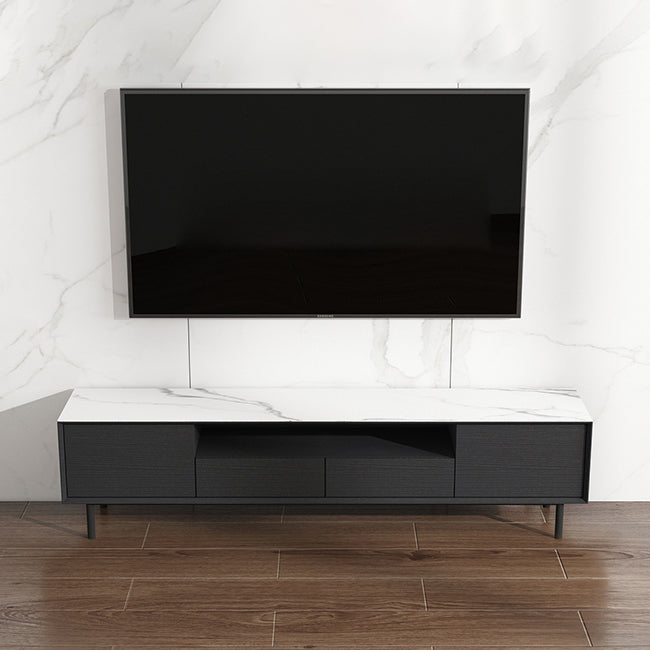 Home TV Storage Modern Rectangle TV Cabinet with Splayed Metal Legs 79"L x 16"W x 19"H White-Black Clearhalo 'furn' 'furn_tv_stands_entertainment_centers' 'Furniture' 'Living Room Furniture' 'TV Stands & Entertainment Centers' 'TV Stands & Media Storage Furniture' 'tv_stands_entertainment_centers' 5441264
