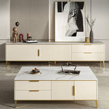 Singer de la consola de televisión de piedra sinterizada casera escandinava de televisión con patas de metal