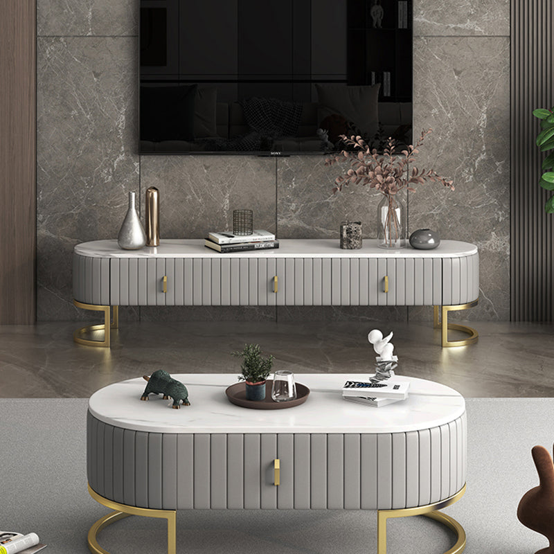 Scandinavian Stone TV Stand Enclosed Storage TV Console with 3 Drawers Clearhalo 'furn' 'furn_tv_stands_entertainment_centers' 'Furniture' 'Living Room Furniture' 'TV Stands & Entertainment Centers' 'TV Stands & Media Storage Furniture' 'tv_stands_entertainment_centers' 5441382