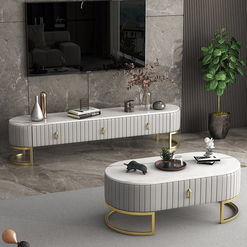 Scandinavian Stone TV Stand Enclosed Storage TV Console with 3 Drawers Clearhalo 'furn' 'furn_tv_stands_entertainment_centers' 'Furniture' 'Living Room Furniture' 'TV Stands & Entertainment Centers' 'TV Stands & Media Storage Furniture' 'tv_stands_entertainment_centers' 5441395