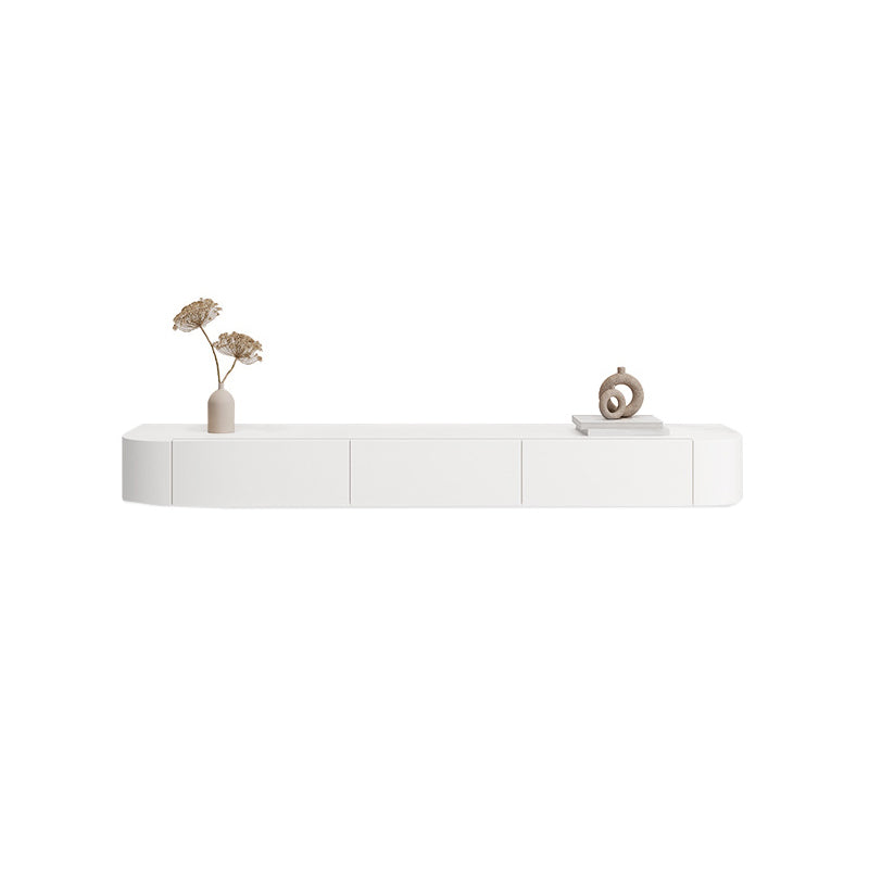 Support multimédia mural blanc avec tiroirs, console TV contemporaine, imitation bois