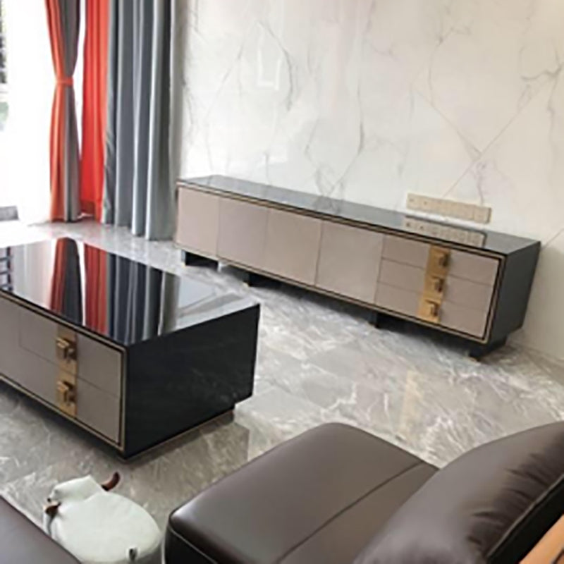 23.62 "H TVスタンドグラムスタイルの囲まれたストレージテレビコンソール3つの引き出し付き