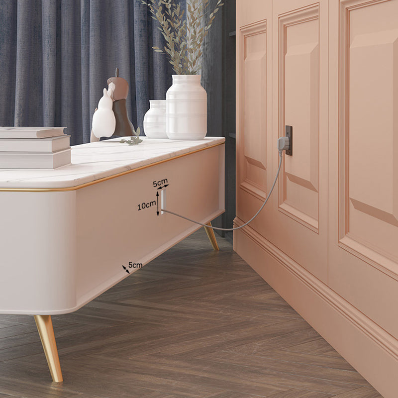 Glam Style Stone TV Stand Enclosed Storage TV Console with Drawer