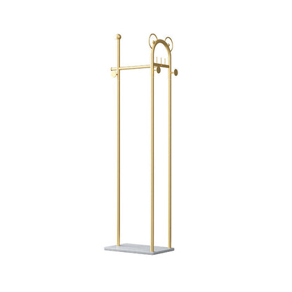 Industrial Entryway Kit, 3 Hooks and Hanging Rail, Metal Coat Hanger 19.7"L x 11.8"W x 70.9"H Gold-White