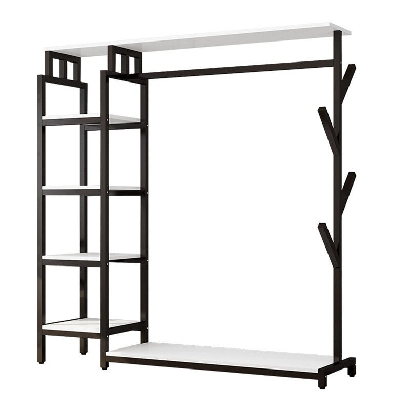 Modern Hall Stand with Hooks Storage Shelves Wood Coat Rack with Shoe Storage Bench Clearhalo 'Entry & Mudroom Furniture' 'furn' 'furn_hall_tree_coat_racks' 'Furniture' 'Hall Trees & Coat Racks' 'hall_tree_coat_racks' 5441851
