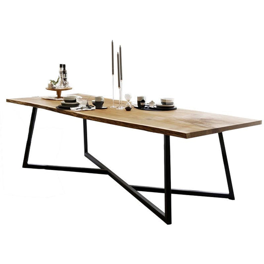 Pine Wood Top Dining Table Rectangle Solid Wood Table with Sled Base Without Chairs