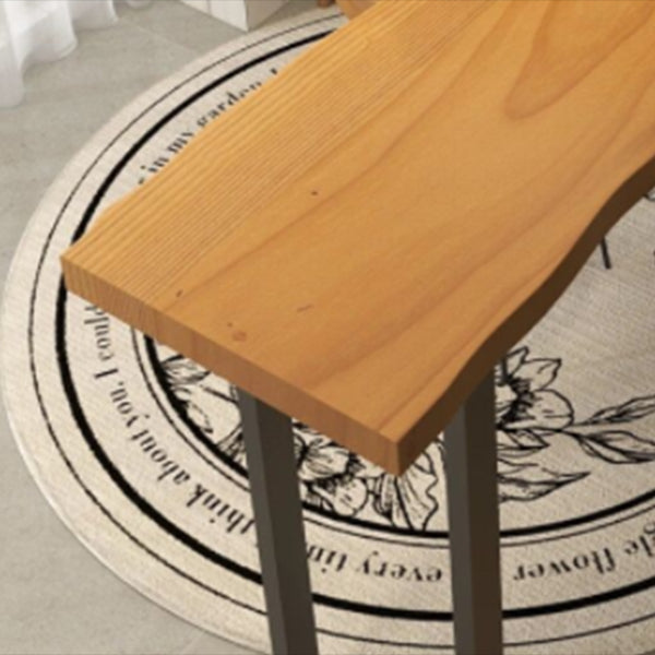 Pine Wood Top Rectangle Pub Table Industrial Bar Table with Double Pedestal in Black