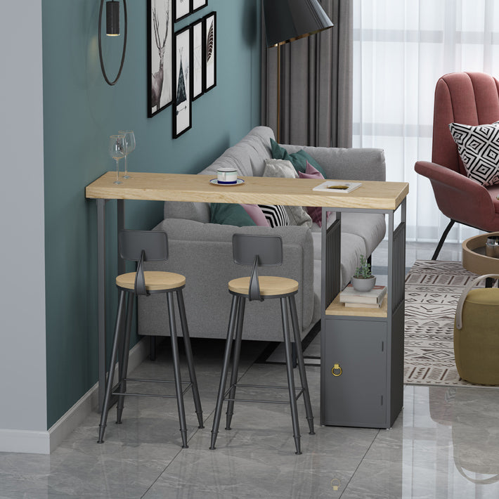 Tavolo da bar rettangolo superiore in legno di pino tavolo da pub industriale con doppio piedistallo