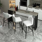Industrial Stone Cocktail Bar Table Rectangle Double Pedestal Pub Height Dining Table 55.1"L x 15.7"W x 41.3"H Gray Without Chairs Clearhalo 'Bar Furniture' 'Bar Tables' 'bar_tables' 'furn' 'furn_bar_tables' 'Furniture' 'Kitchen & Dining Furniture' 5445175
