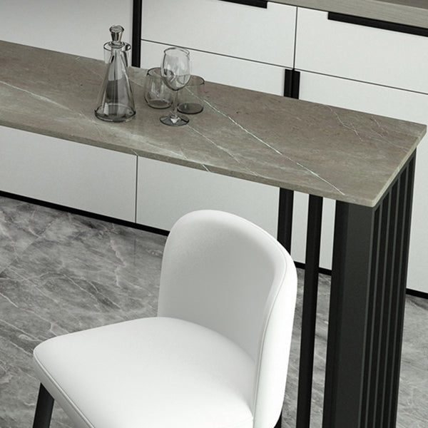 Industrial Stone Cocktail Bar Table Rectangle Double Pedestal Pub Height Dining Table Clearhalo 'Bar Furniture' 'Bar Tables' 'bar_tables' 'furn' 'furn_bar_tables' 'Furniture' 'Kitchen & Dining Furniture' 5445180