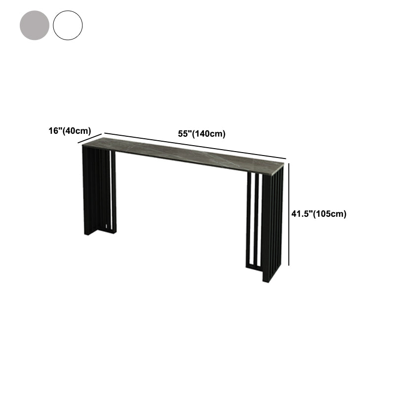 Industrial Stone Cocktail Bar Table Rectangle Double Pedestal Pub Height Dining Table Clearhalo 'Bar Furniture' 'Bar Tables' 'bar_tables' 'furn' 'furn_bar_tables' 'Furniture' 'Kitchen & Dining Furniture' 5445186