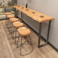 Pine Wood Top Rectangle Bar Table Industrial Bar Table with Double Pedestal 110.2"L x 17.7"W x 41.3"H Without Chairs Clearhalo 'Bar Furniture' 'Bar Tables' 'bar_tables' 'furn' 'furn_bar_tables' 'Furniture' 'Kitchen & Dining Furniture' 5445240