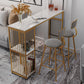 Rectangle Indoor Patio Counter Table Double Pedestal Contemporary Marble Counter Table 63"L x 15.7"W x 41.3"H Gold Without Chairs Clearhalo 'Bar Furniture' 'Bar Tables' 'bar_tables' 'furn' 'furn_bar_tables' 'Furniture' 'Kitchen & Dining Furniture' 5445273