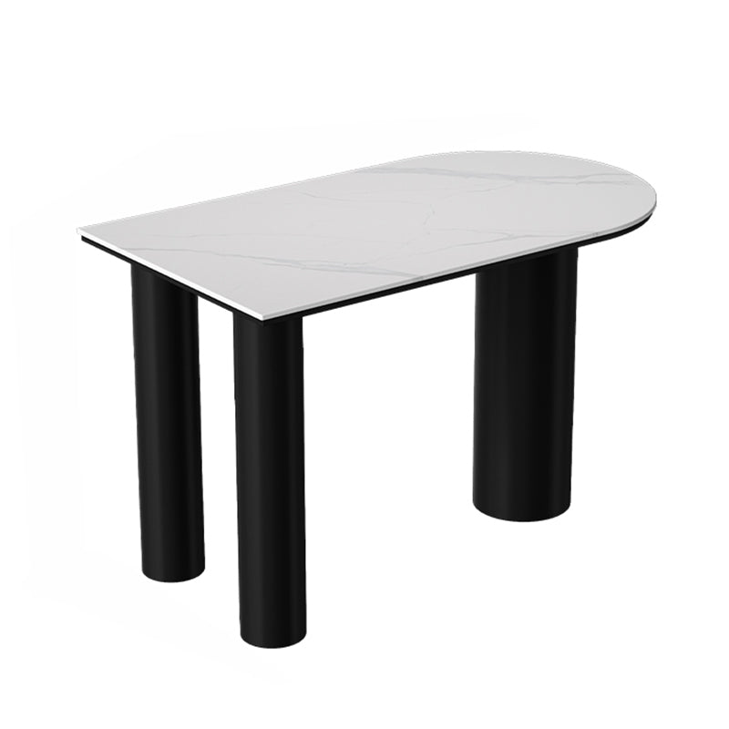 White Stone Top Counter-height Pub Table Contemporary Legs Bar Dining Table Black Without Chairs Clearhalo 'Bar Furniture' 'Bar Tables' 'bar_tables' 'furn' 'furn_bar_tables' 'Furniture' 'Kitchen & Dining Furniture' 5445301
