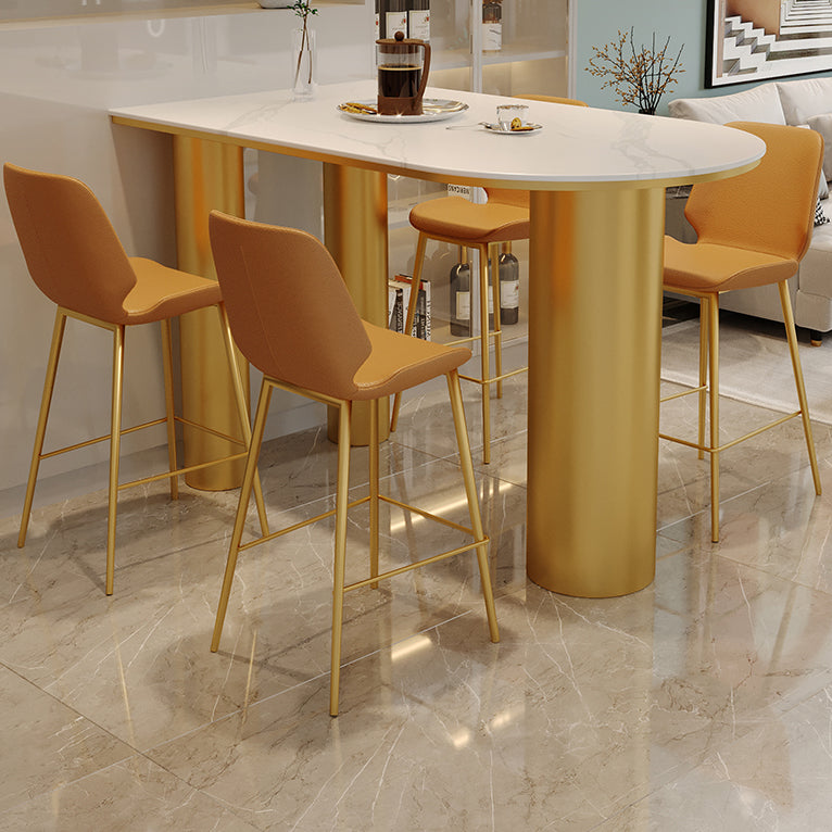 White Stone Top Counter-height Pub Table Contemporary Legs Bar Dining Table Clearhalo 'Bar Furniture' 'Bar Tables' 'bar_tables' 'furn' 'furn_bar_tables' 'Furniture' 'Kitchen & Dining Furniture' 5445309