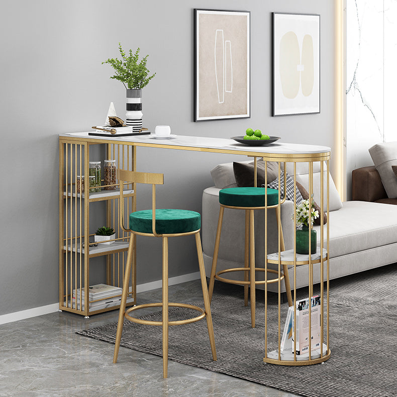 Tavolo da bar per bistrot doppio piedistallo glam con barra top/dinette in pietra di stoccaggio