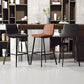 Taburete de bar sin brazos con respaldo Glam, taburete de bar de cocina de hierro con cojín de cuero y pedal