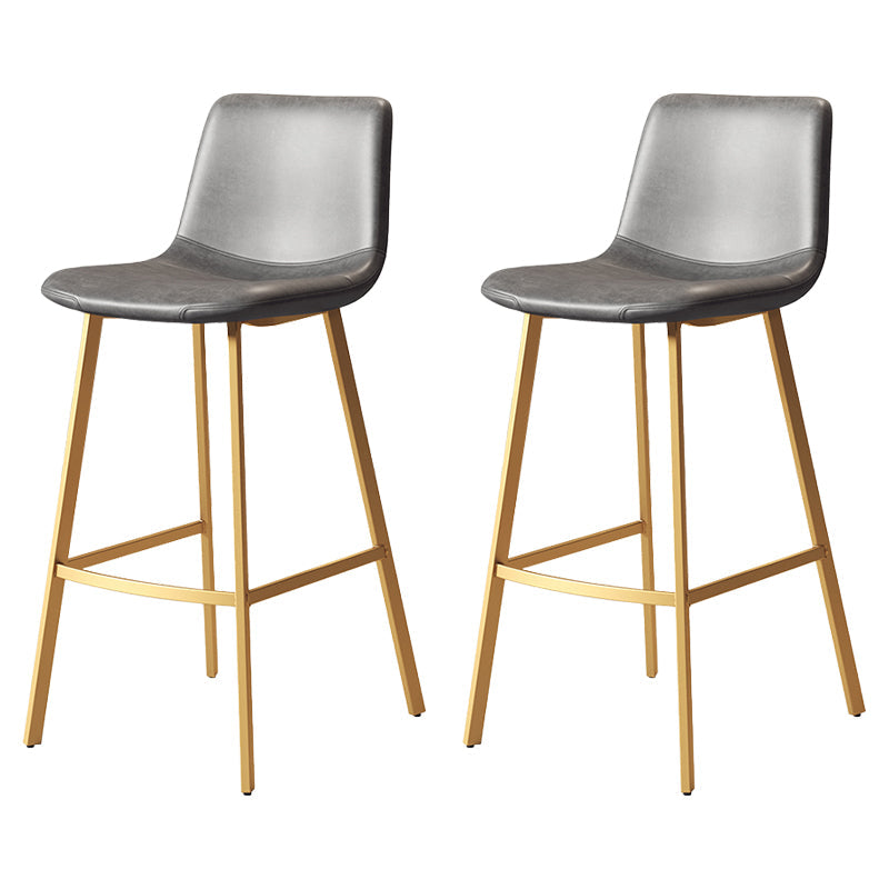 Taburete de bar sin brazos con respaldo Glam, taburete de bar de cocina de hierro con cojín de cuero y pedal