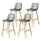 Taburete de bar sin brazos con respaldo Glam, taburete de bar de cocina de hierro con cojín de cuero y pedal