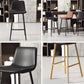 Taburete de bar sin brazos con respaldo Glam, taburete de bar de cocina de hierro con cojín de cuero y pedal