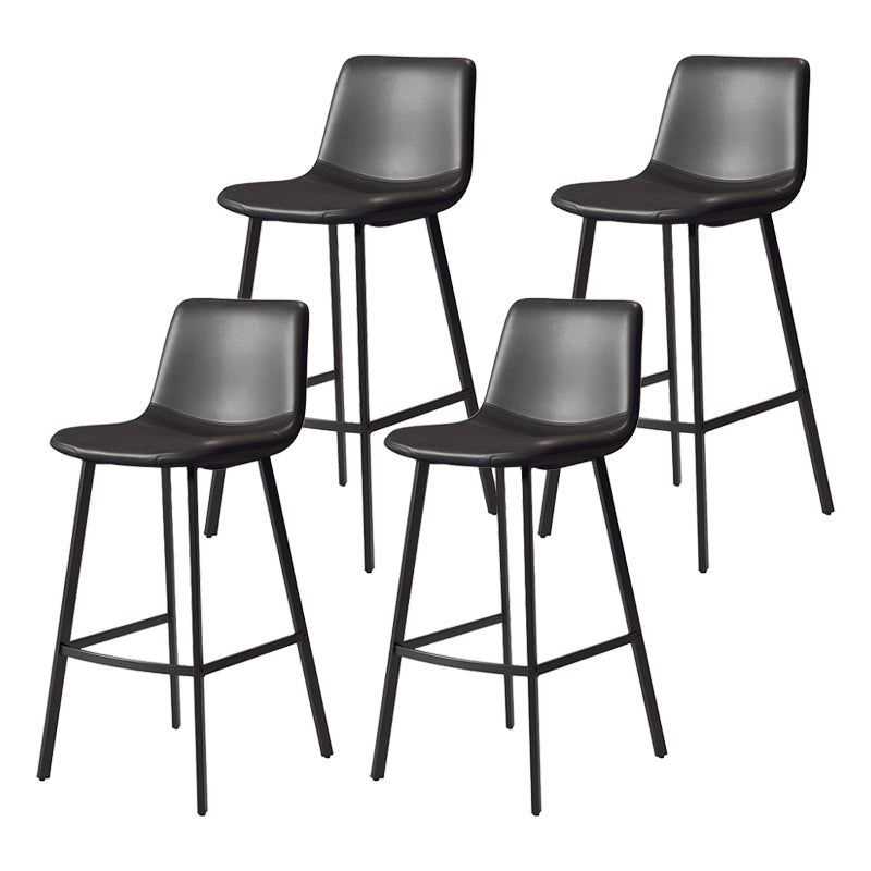 Taburete de bar sin brazos con respaldo Glam, taburete de bar de cocina de hierro con cojín de cuero y pedal