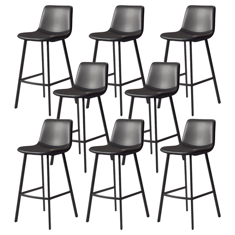 Taburete de bar sin brazos con respaldo Glam, taburete de bar de cocina de hierro con cojín de cuero y pedal