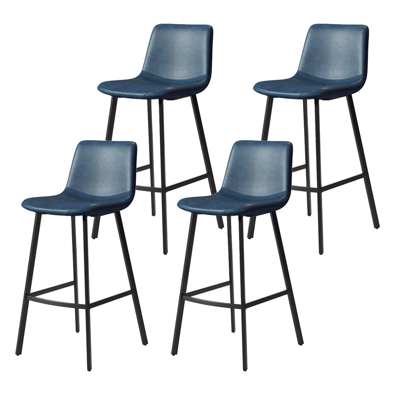 Taburete de bar sin brazos con respaldo Glam, taburete de bar de cocina de hierro con cojín de cuero y pedal