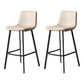 Taburete de bar sin brazos con respaldo Glam, taburete de bar de cocina de hierro con cojín de cuero y pedal