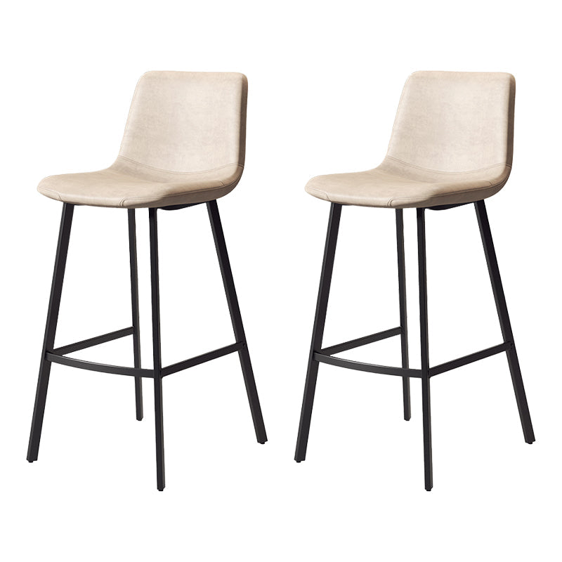 Taburete de bar sin brazos con respaldo Glam, taburete de bar de cocina de hierro con cojín de cuero y pedal